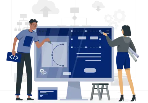 Web designers designing a website