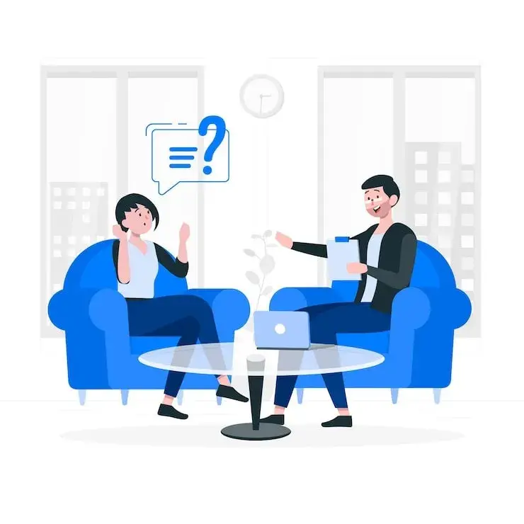 an expert guiding or clearing doubts of a customer